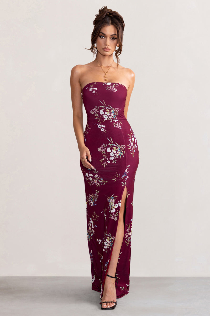 Strapless maroon sale dress