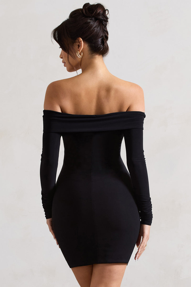 Black long sleeve tight dress online