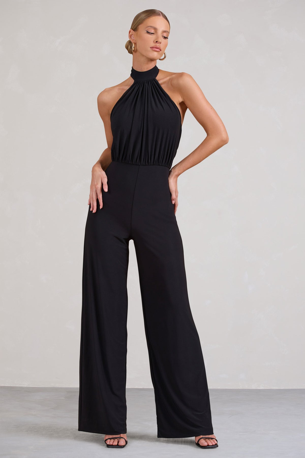 First Class Petite Black Bandeau Feather Wide Leg jumpsuit – Club L London  - USA