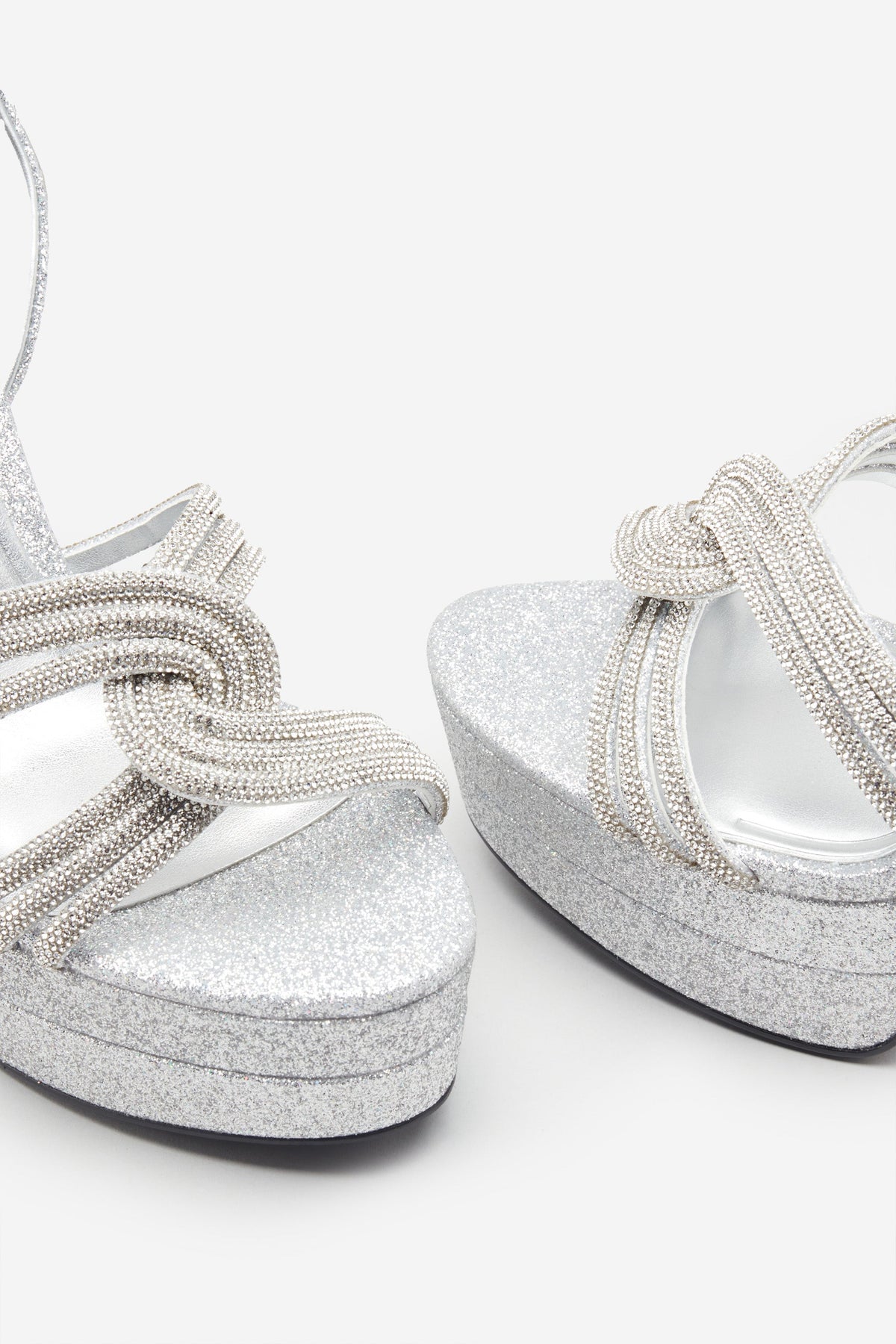 Shellys London Slingback Peep Toe Shoes High Heel Platform Silver Sequin -  Ladies Footwear from Jenny-Wren Footwear UK