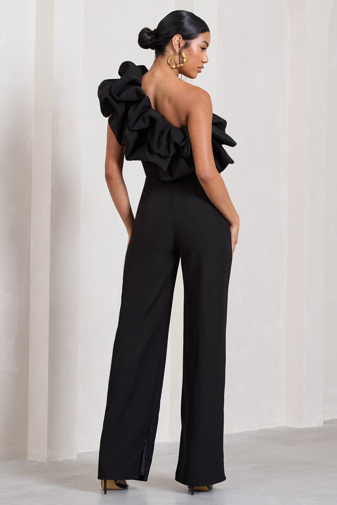 NEW Chelsea 28 Black Jumpsuit Ruffle online Trim Wide Leg M