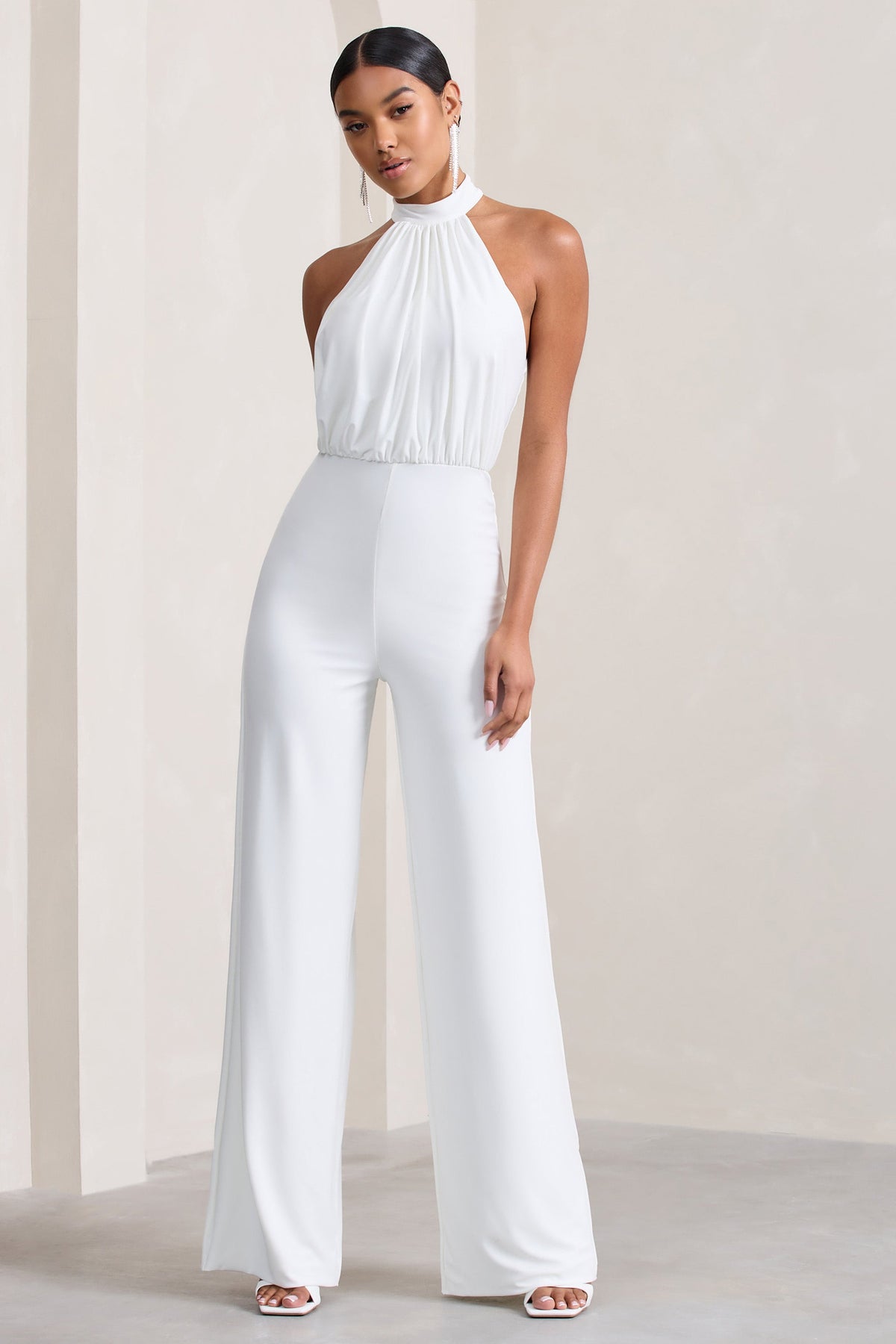 Halter store white jumpsuit