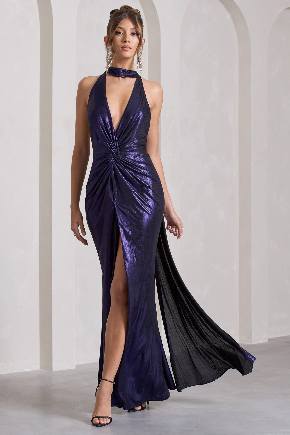 Metallic purple dress best sale