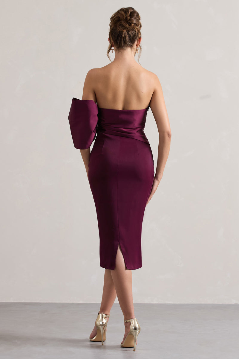 Perception Plum Asymmetric One-Sleeve Midi Dress – Club L London - IRE