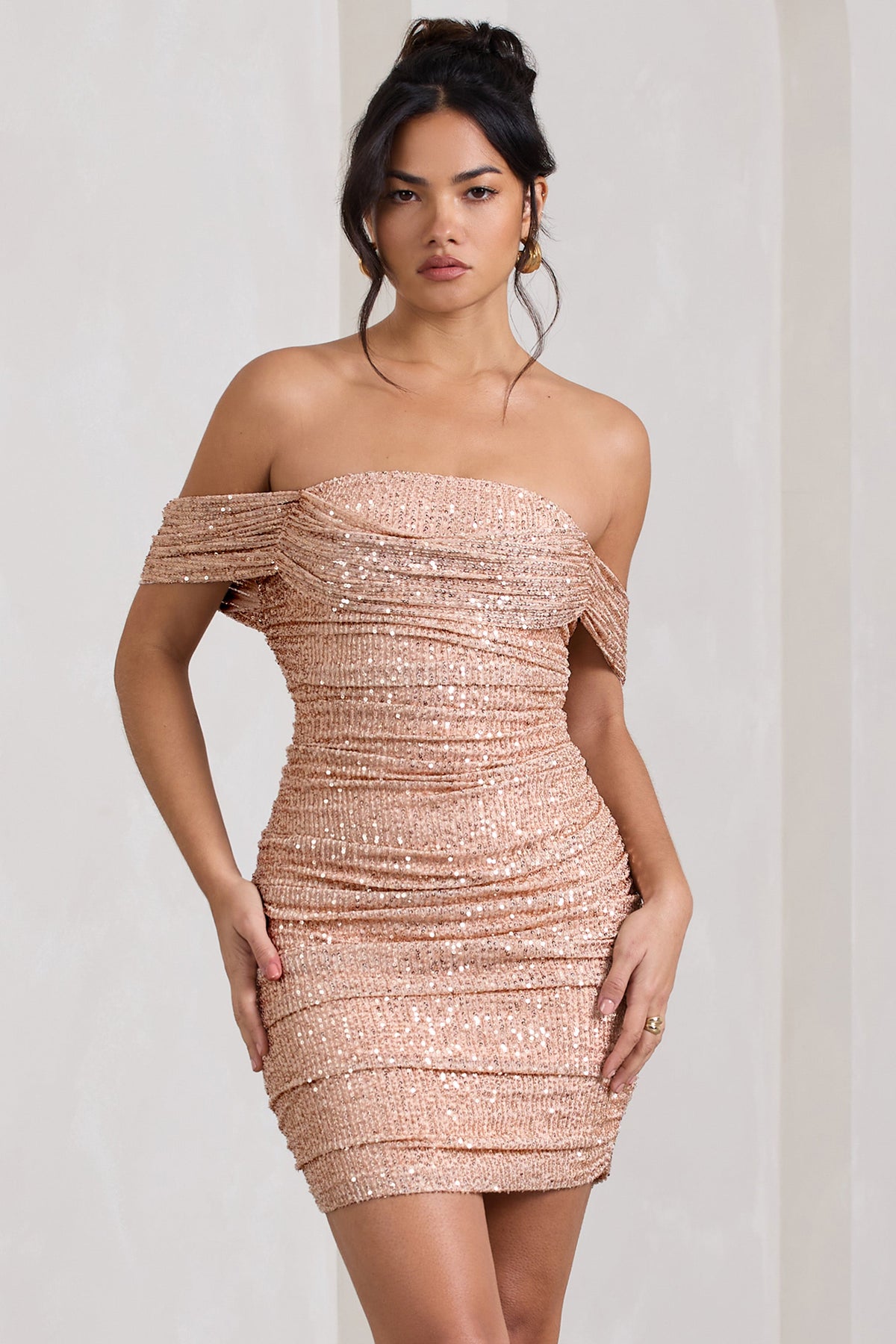 Rose gold discount bardot dress