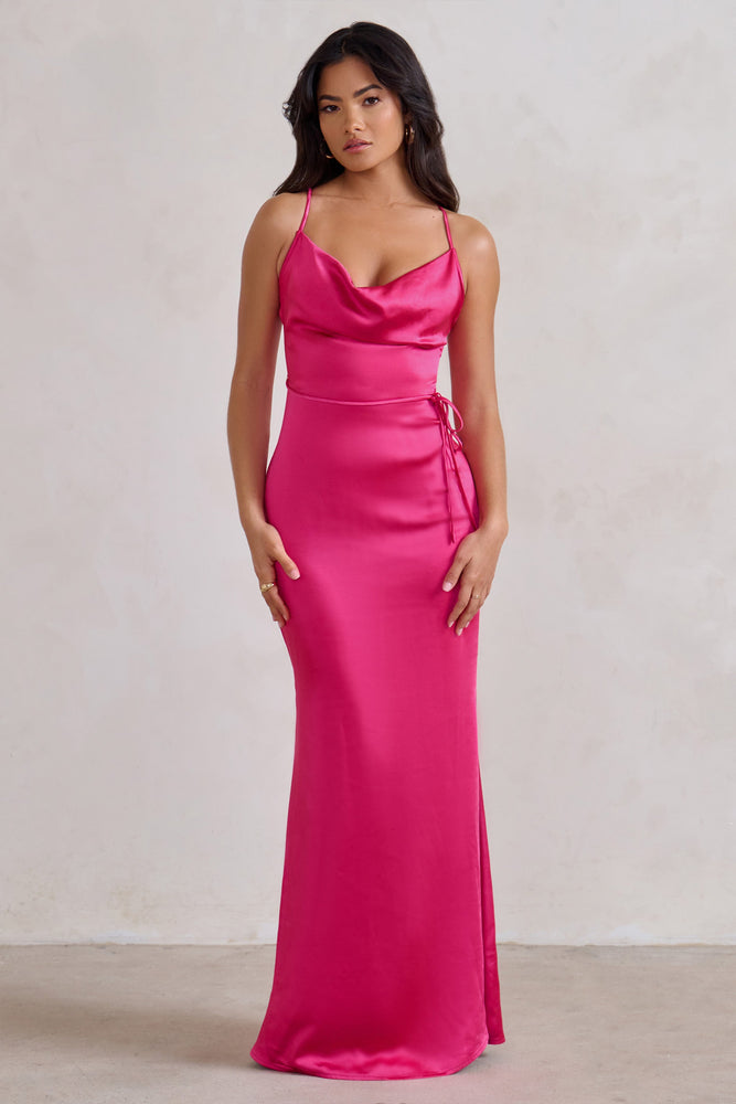 Hot pink silky store dress