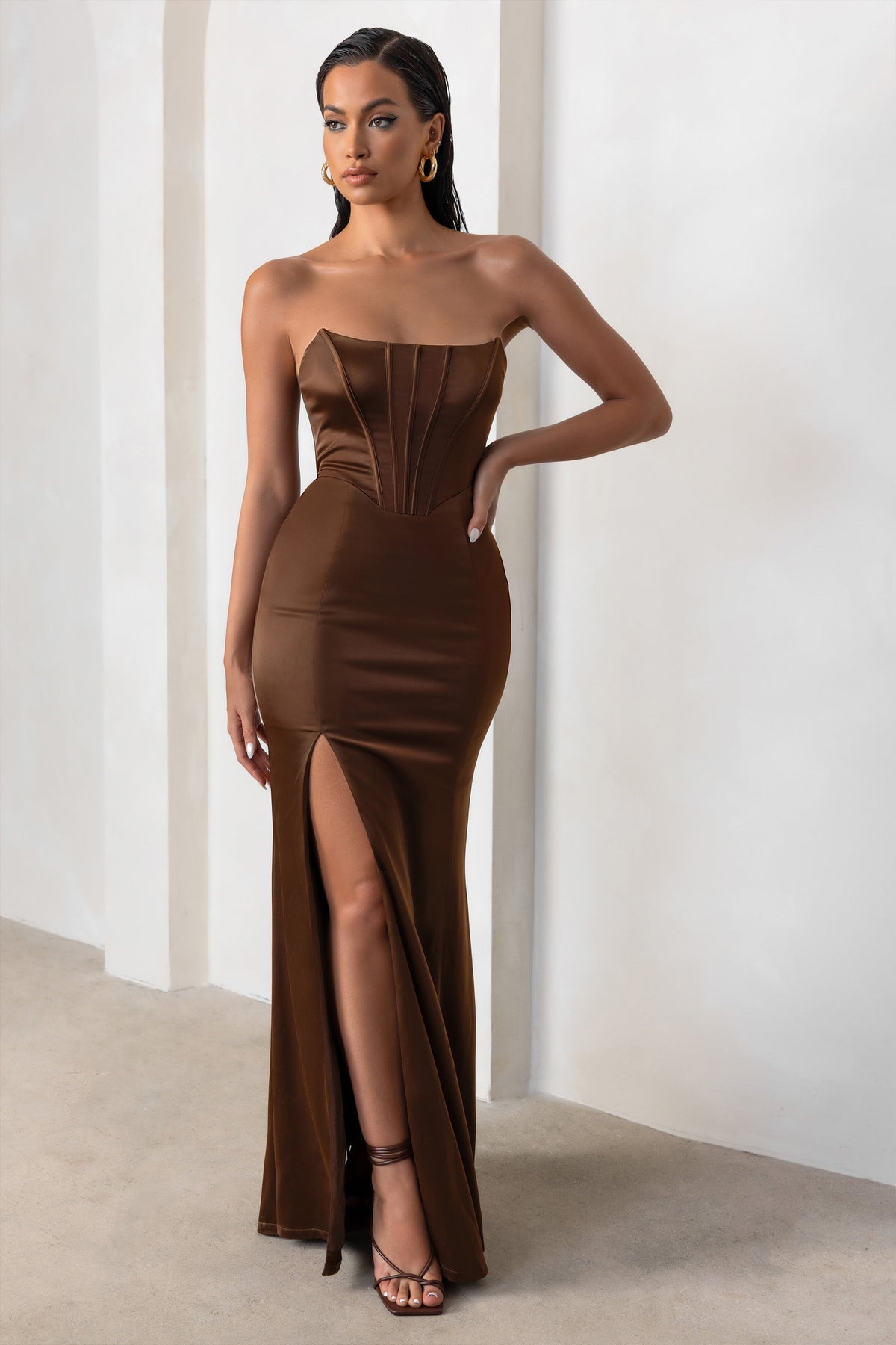 Black Strapless Formal Dress With Diamanté Back Detail - Pure Boutique