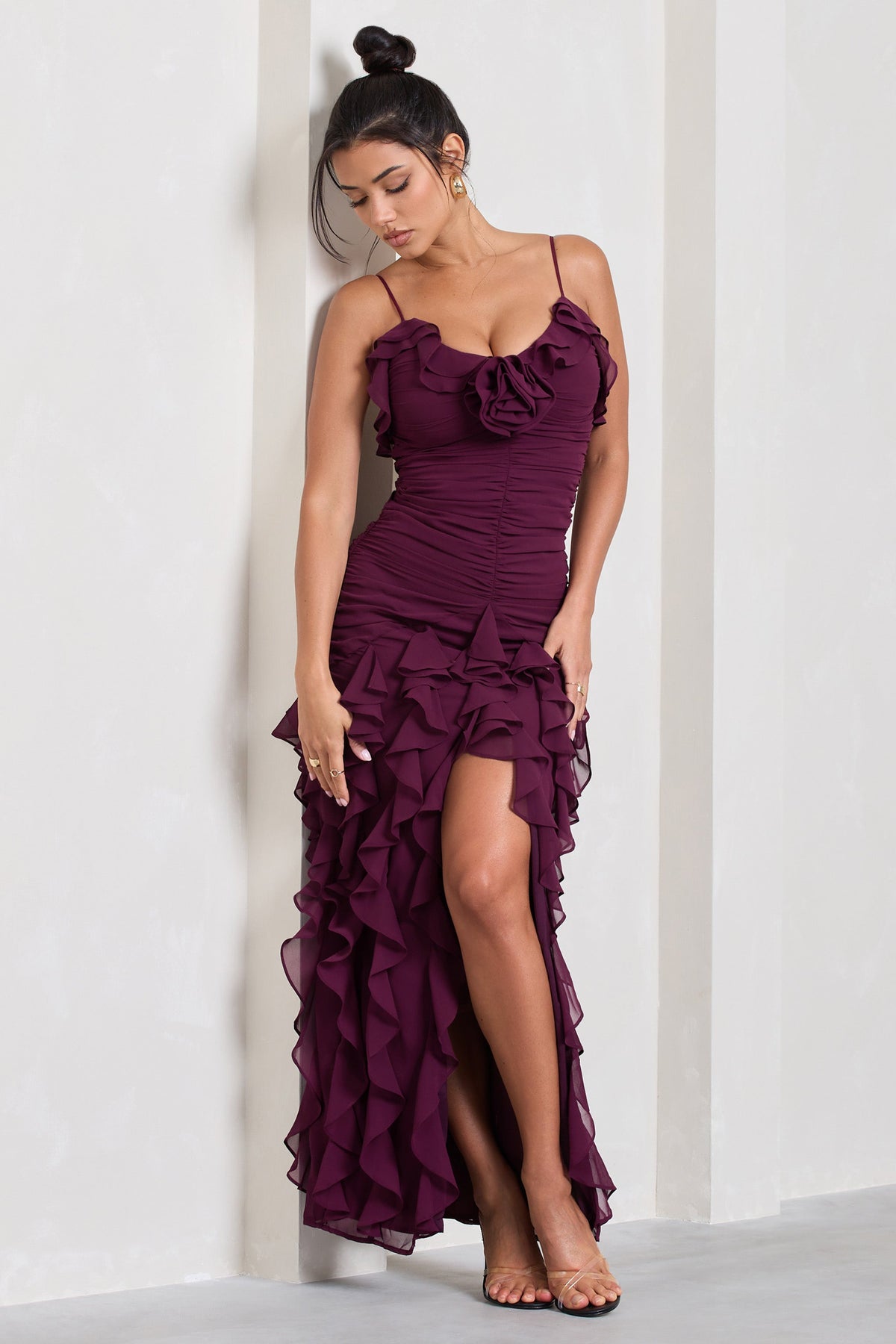 Plum Purple Bridesmaid Dress, Burgundy Maxi Dress