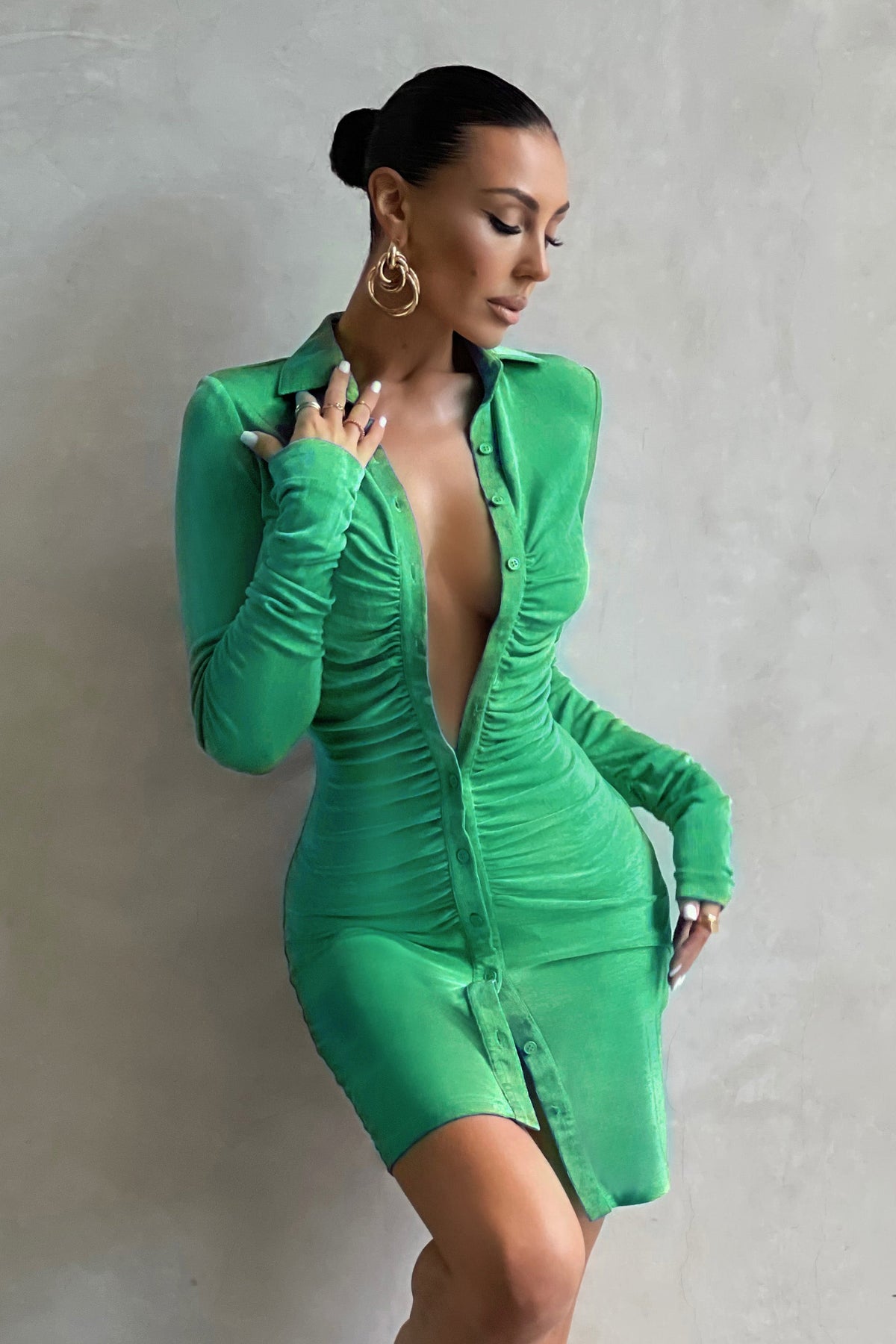 Green deals dress woman