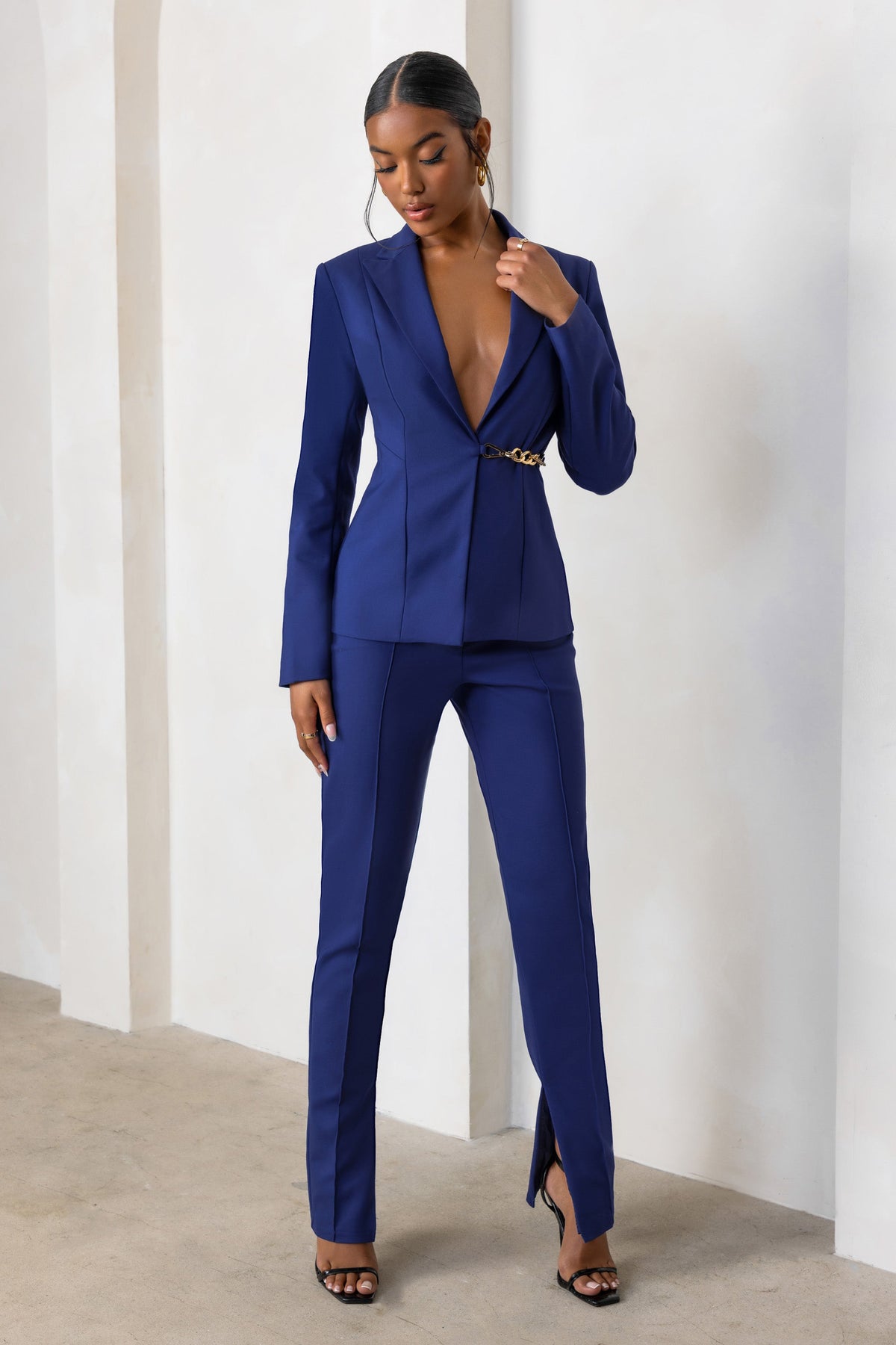 4th  Reckless wide leg suit trousers in cobalt blue  ASOS