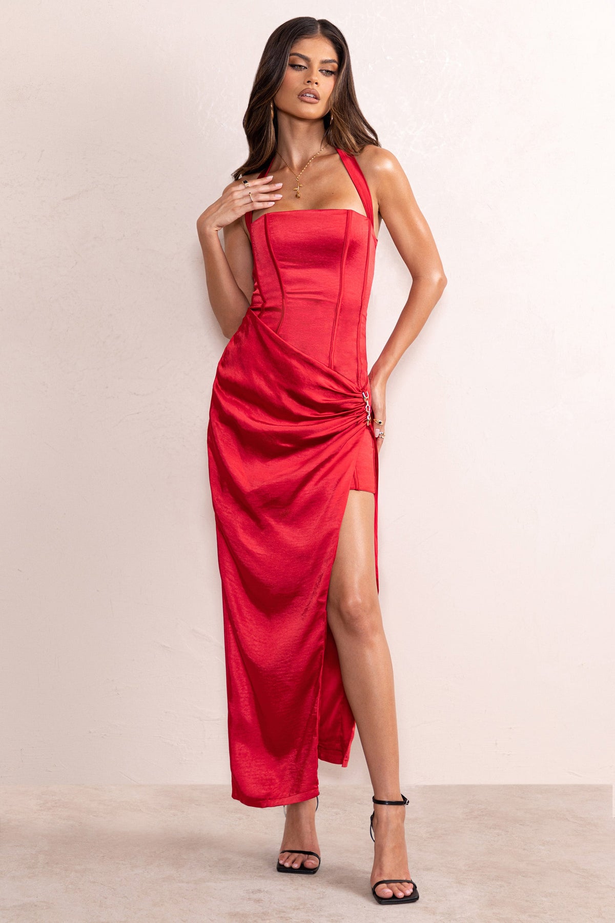 Elegant One Shoulder Prom Dresses Long 2020 Luxury Red Satin Dress Woman  Party Night With Pocket High Split rochii Evening Gown - AliExpress