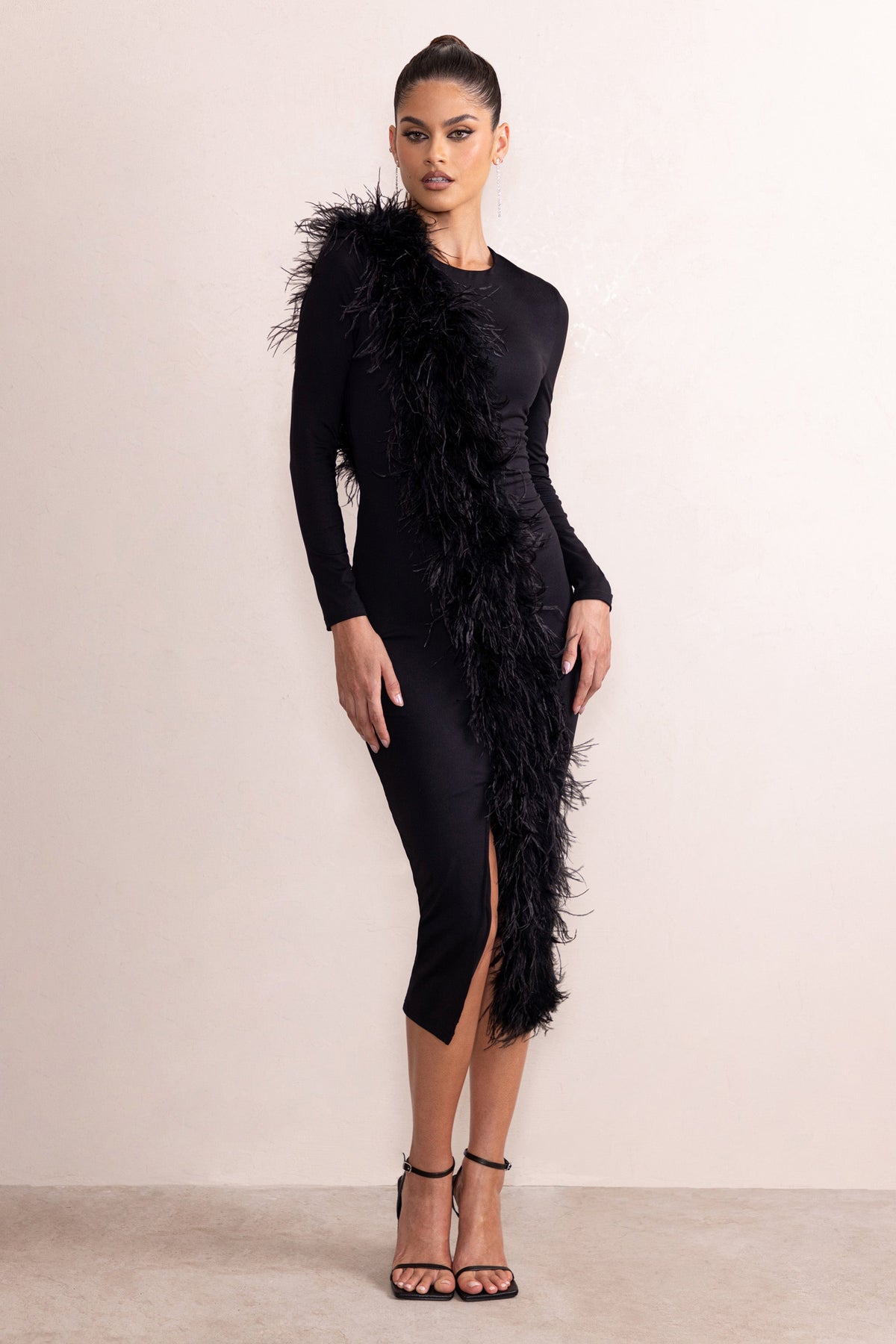 Midi shop feather dress